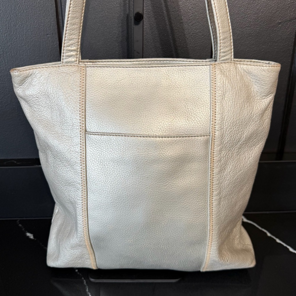The Sak Original Metallic Leather Tote Shoulder Bag Silver - Picture 5 of 10